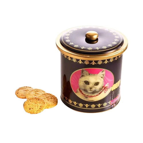 La Sablesienne French Sable Biscuits in Round White Cat Tin, 250g