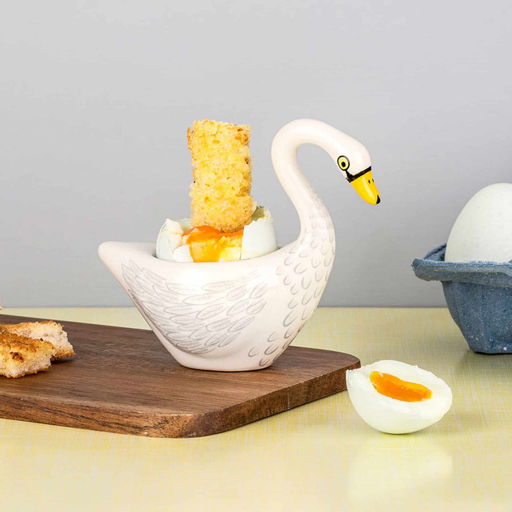 Hannah Turner White Swan Egg Cup, 8cm