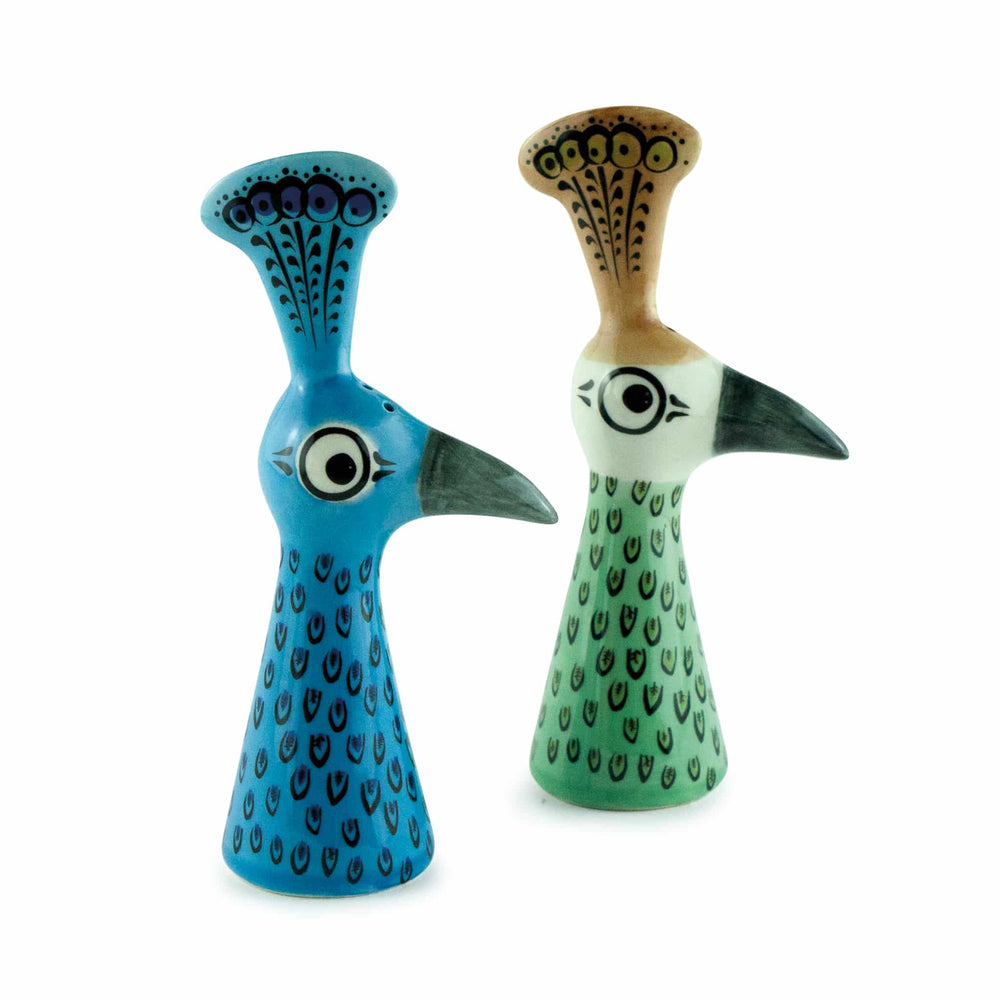 Hannah Turner Set of 2 Peacock Salt & Pepper Shakers, 11.5cm