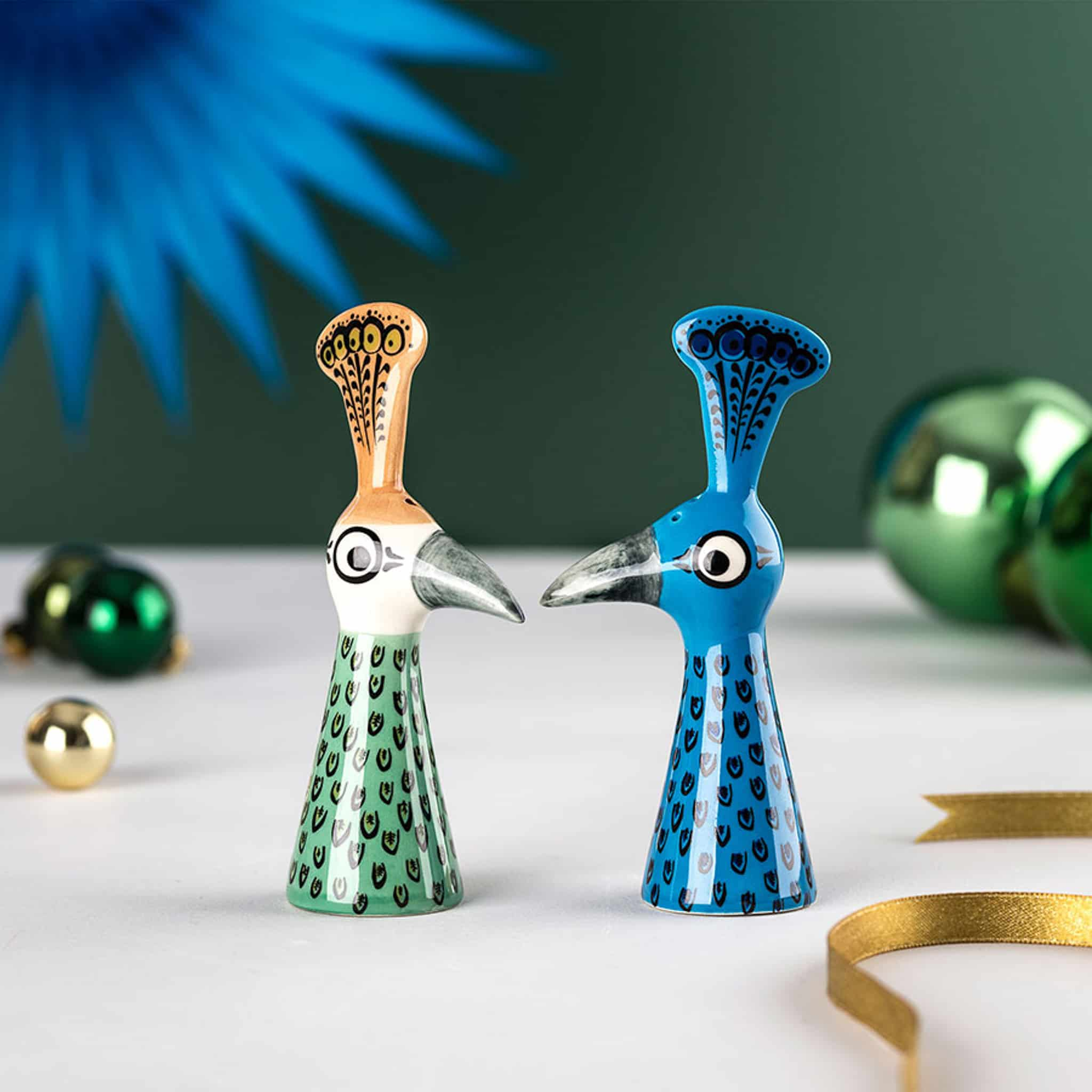 Hannah Turner Set of 2 Peacock Salt & Pepper Shakers, 11.5cm