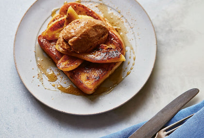 Hard Dough French Toast With Whipped Roasted Banana Almond Butter (vegan)