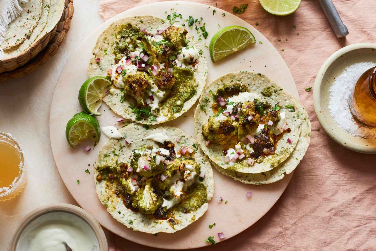 Adobo Verde Roasted Cauliflower Tacos Recipe