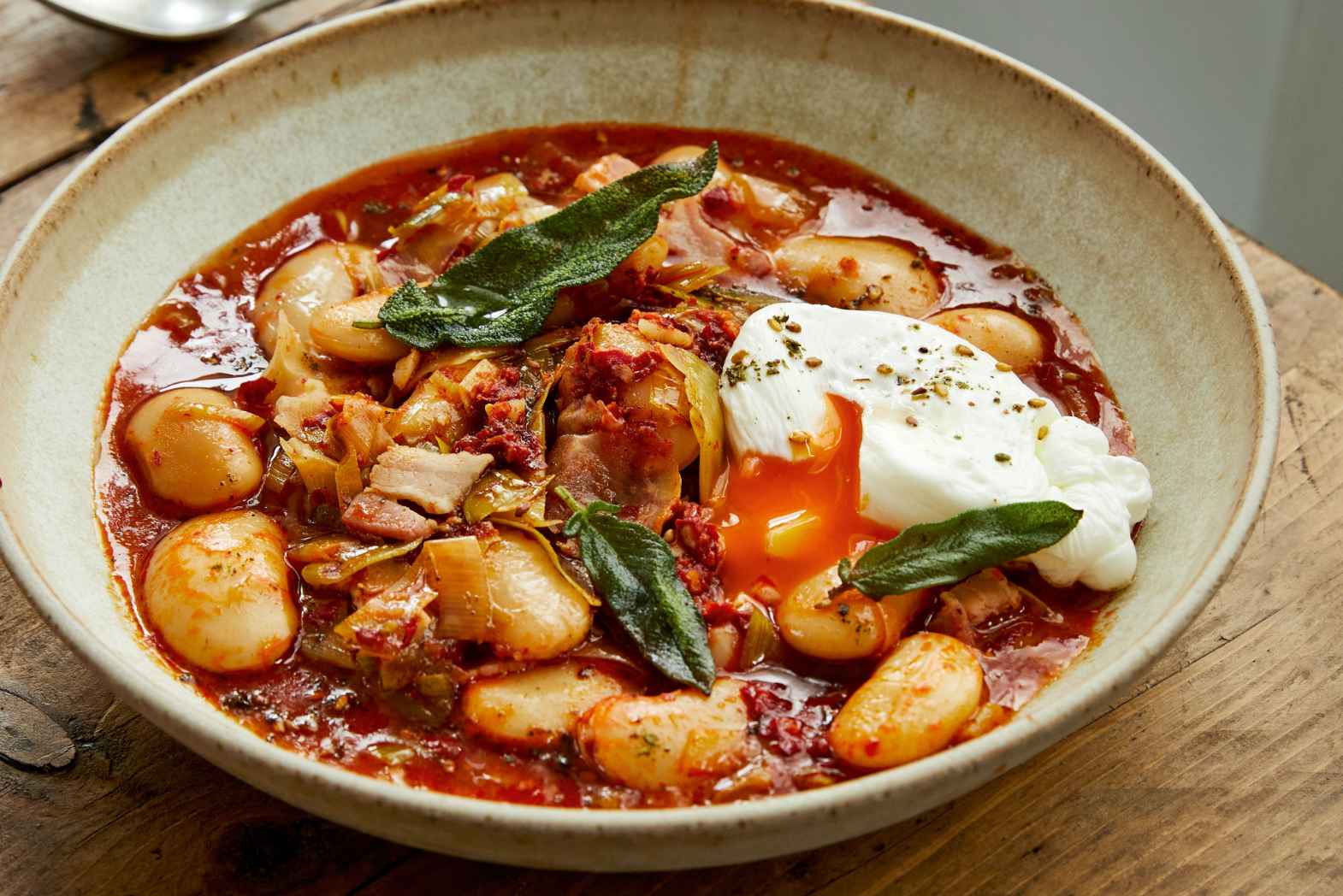 Poached Egg with Nduja, Sage, & Leek or Fudgy Eggs Recipe