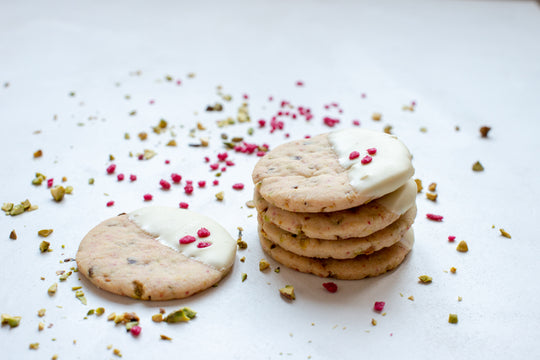 Rose, Pistachio And White Chocolate Shortbread Biscuits Recipe