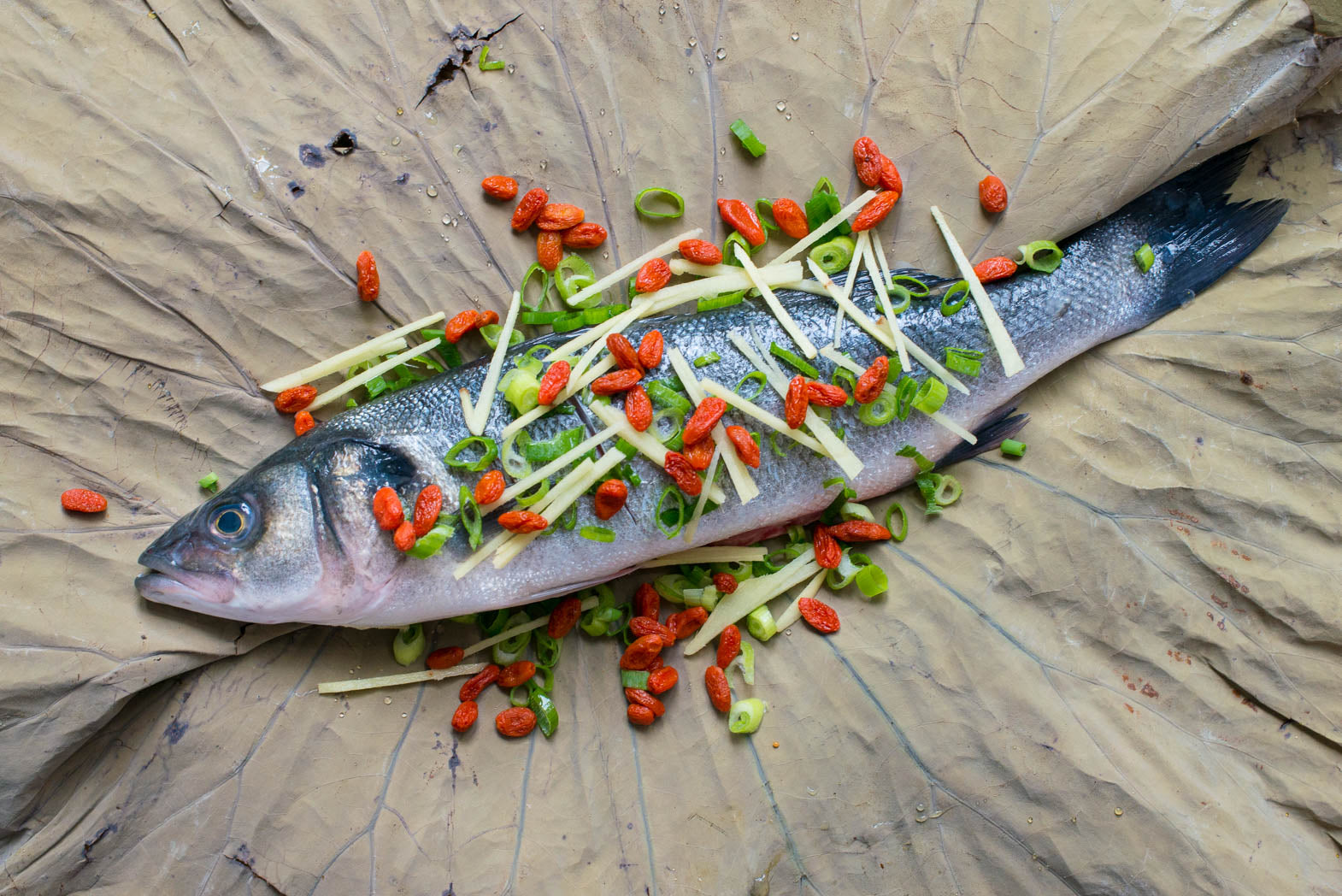 BBQ Chinese-Style Seabass In Lotus Leaves Recipe