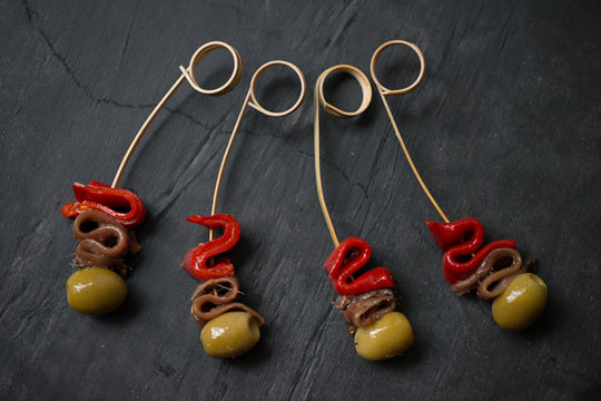 An Introduction To Basque Pintxos - Recipe For Olive, Anchovy And Piquillo Skewers