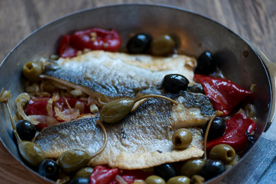 Pan-Fried Sea Bass With Piquillo Peppers Recipe