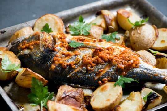 Harissa Roast Sea Bream With Preserved Lemon Potatoes Recipe