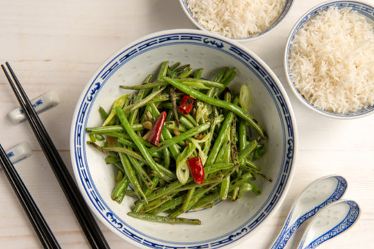 Dry Fried Green Beans With Bullet Chilli