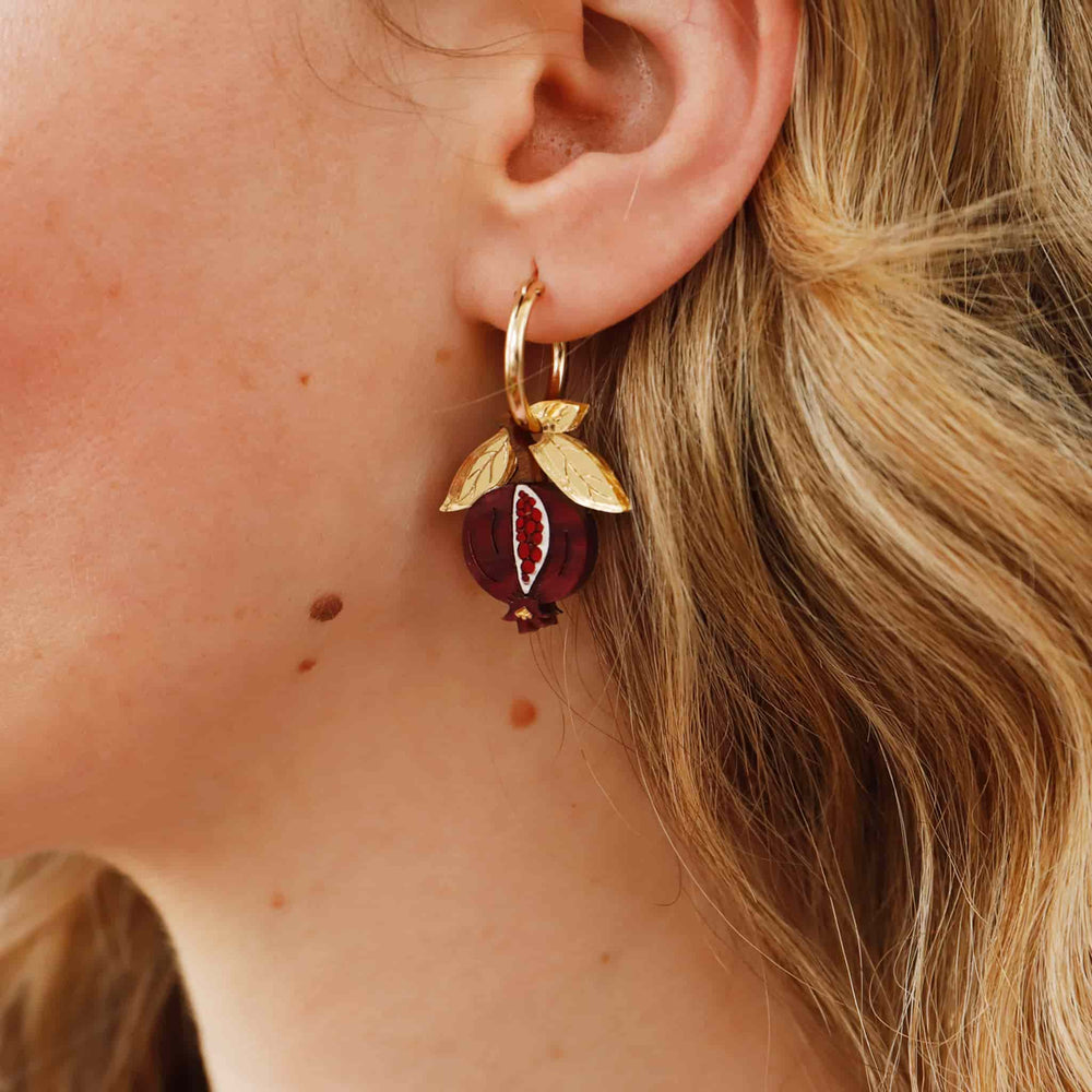 Wolf & Moon Mini Pomegranate Hoop Earrings