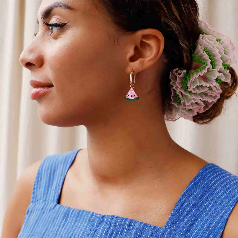 Wolf & Moon Watermelon Hoop Earrings