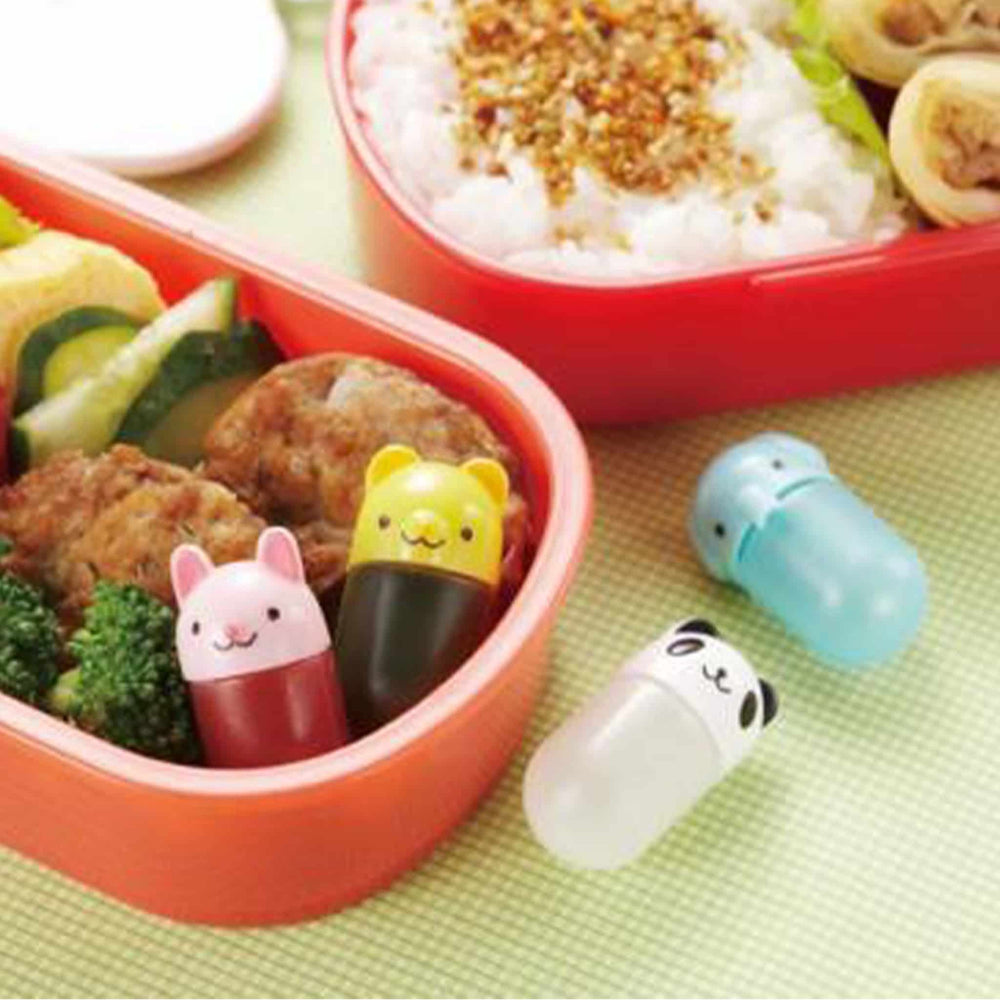 Set of 4 Animal Sauce Bottles for Lunch Box