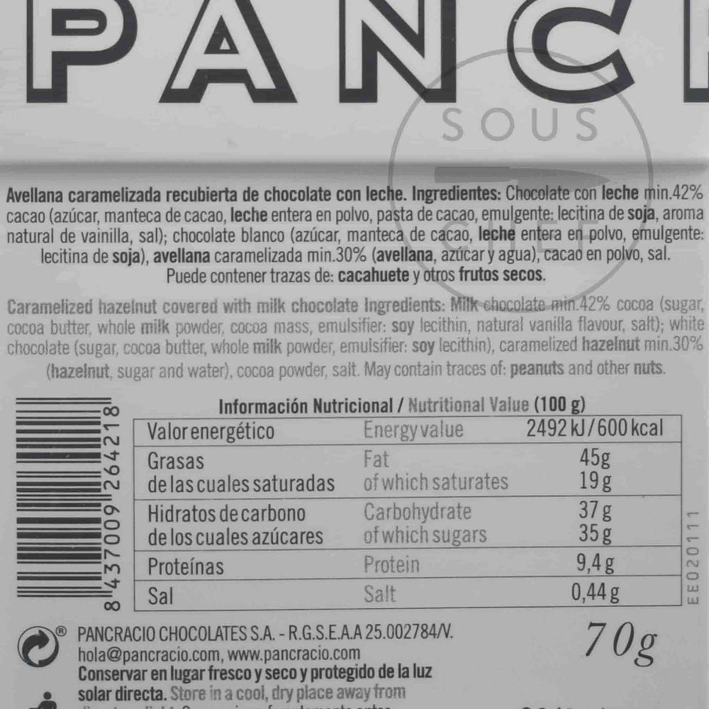 Pancracio Caramelised Hazelnuts, 70g