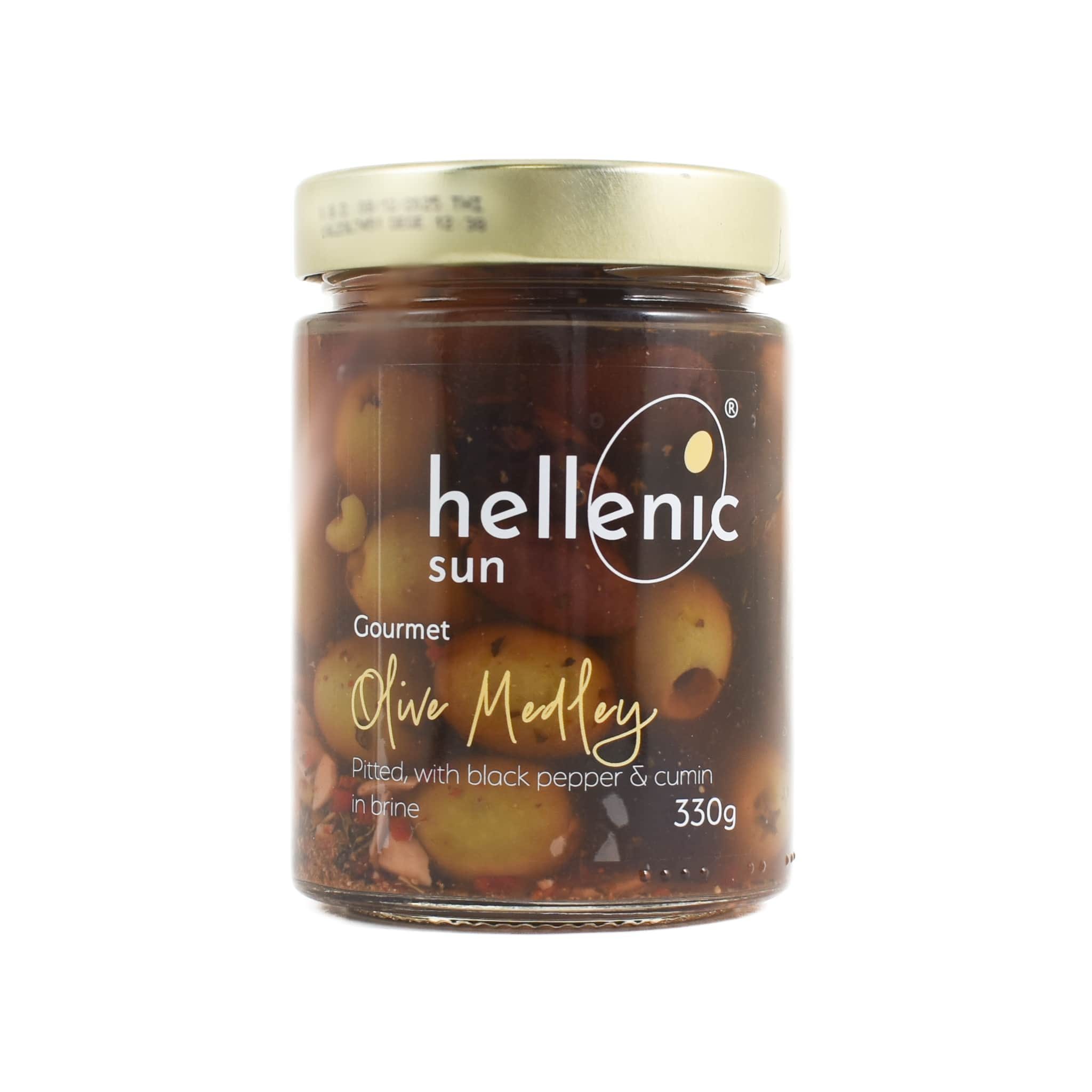 Hellenic Sun Pitted Olives Medley with Black Pepper & Cumin, 330g