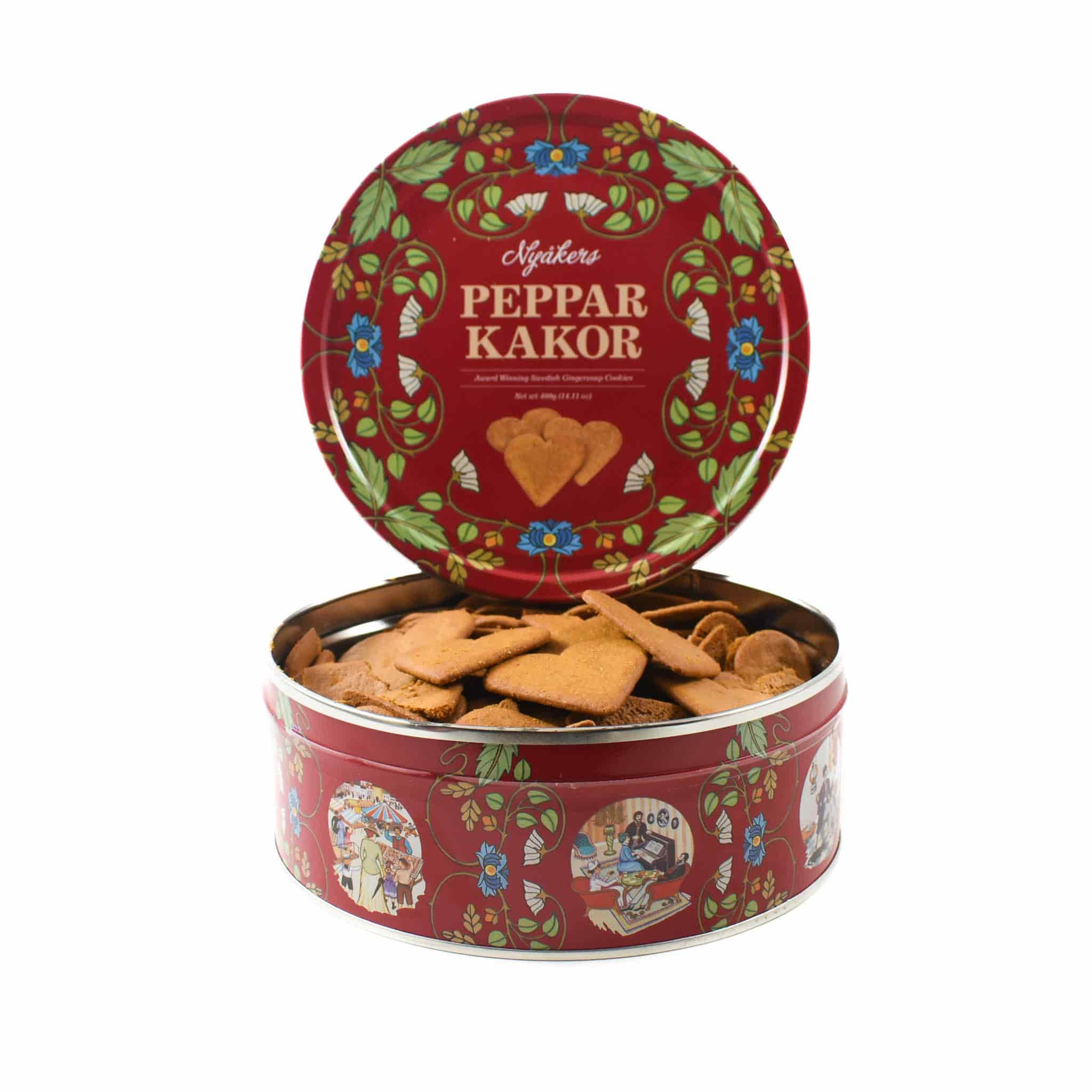 Nyakers Swedish Ginger Hearts Biscuits In Red Tin, 400g