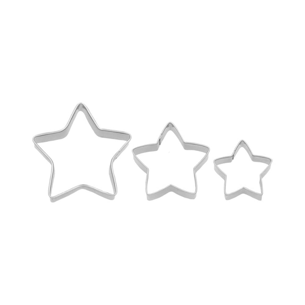 Set of 3 Stainless Steel Star Cookie Cutters