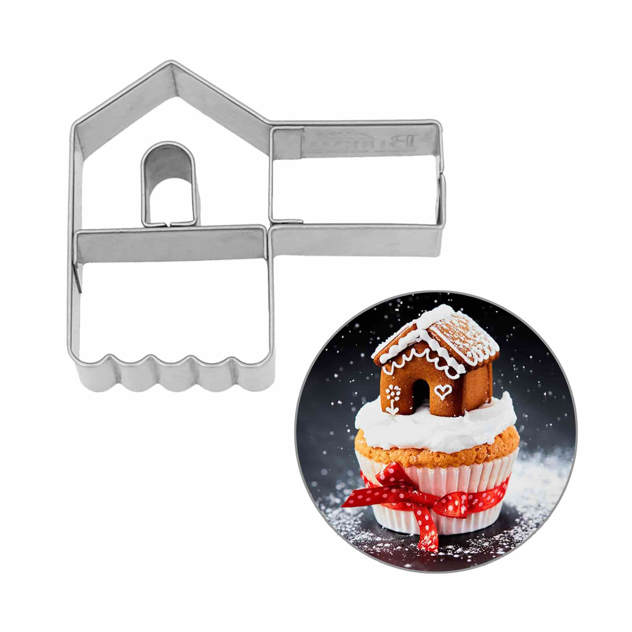 Stainless Steel 3D Gingerbread House Cookie Cutter, 6.5cm