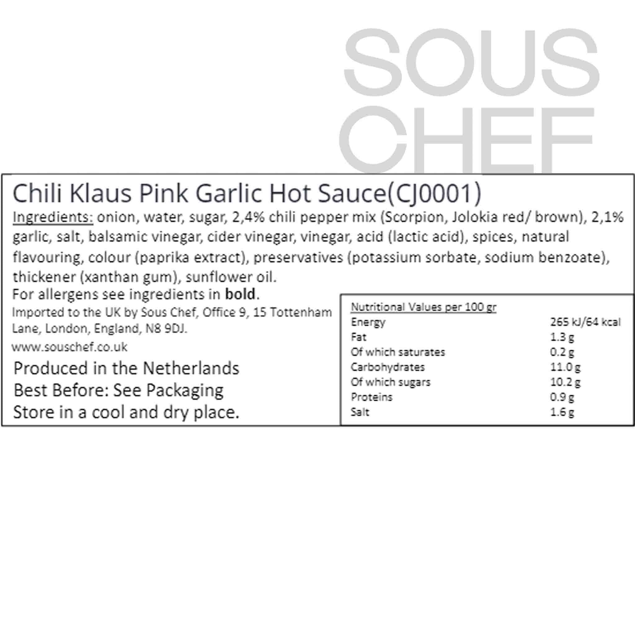 Chili Klaus Pink Garlic Hot Sauce, 147ml