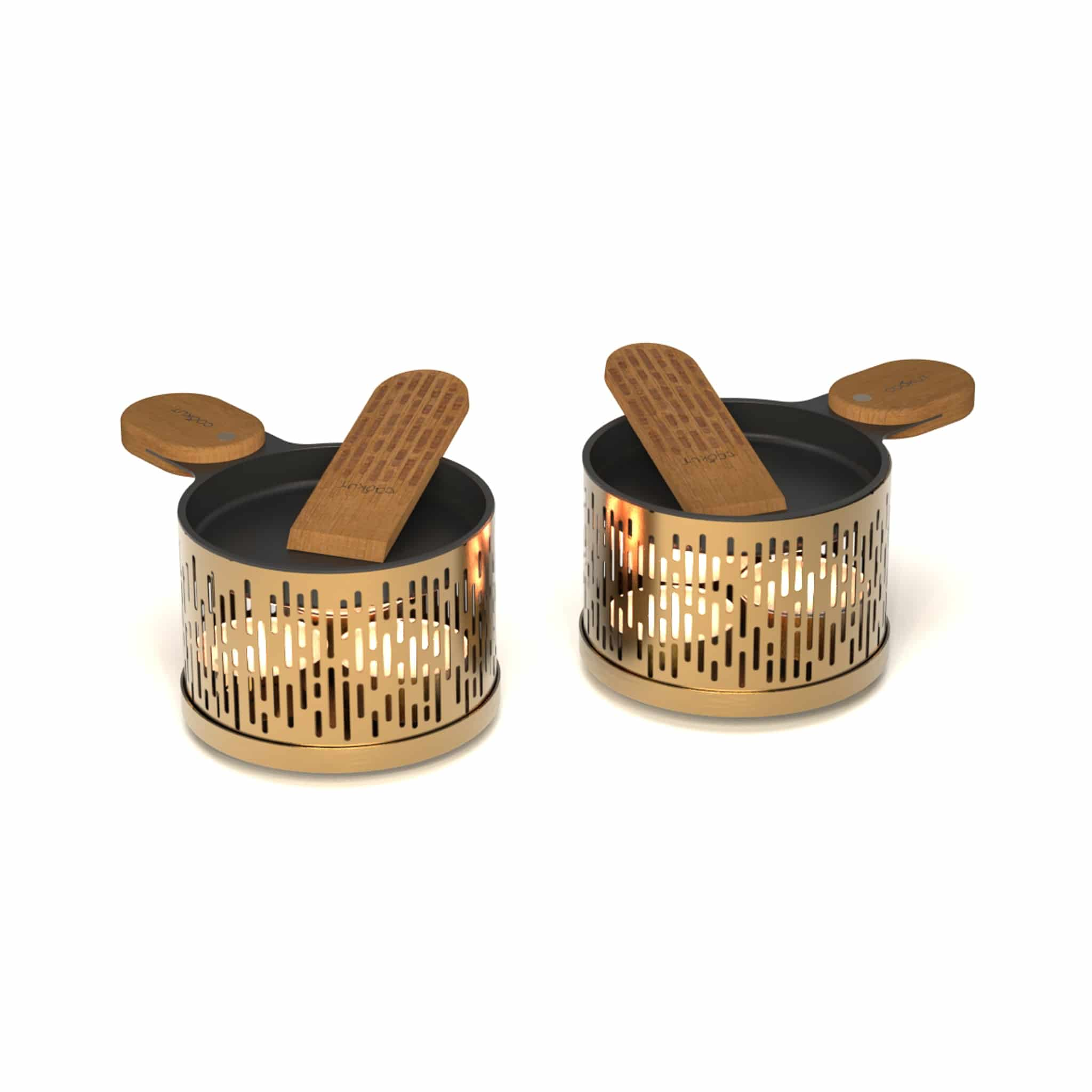 Set of 2 Cookut Raclettes with Tealights, Gold