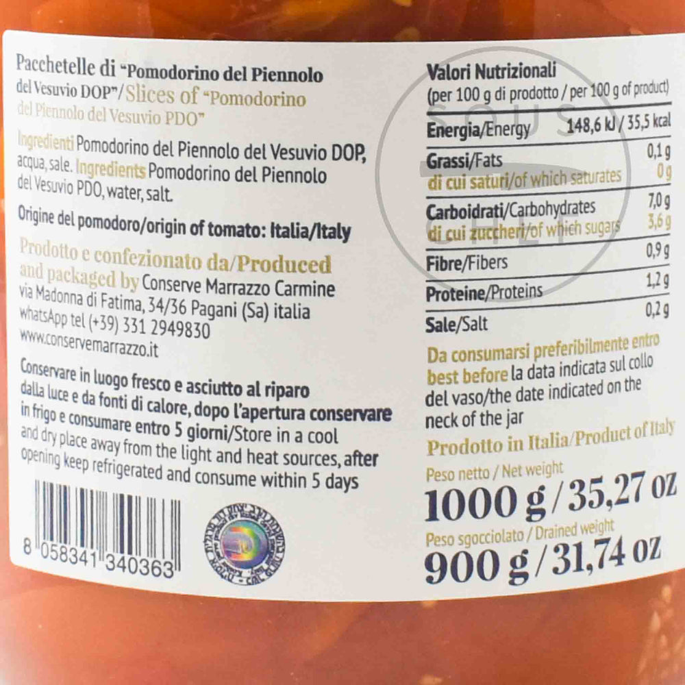 Casa Marrazzo Sliced Piennolo Vesuvio DOP Tomatoes, 1.06 Litre