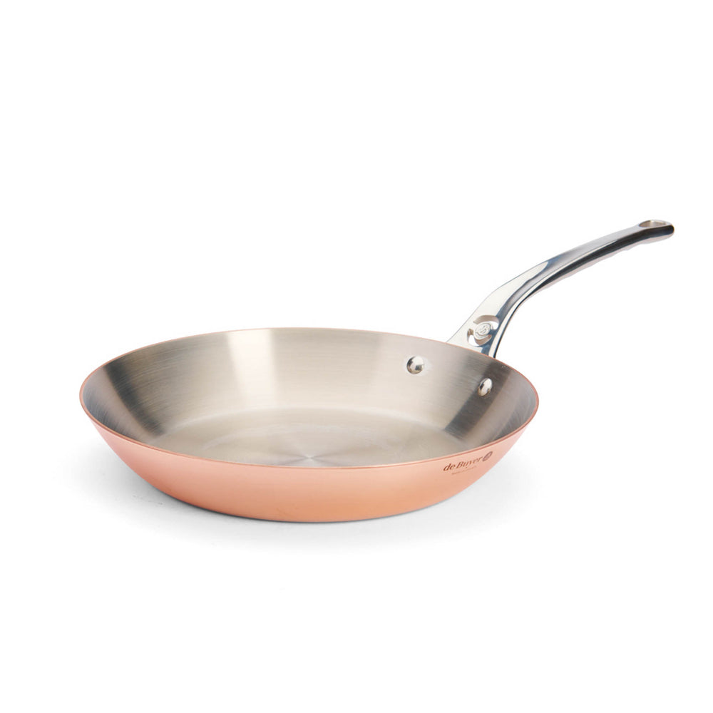 De Buyer Prima Matera Induction Copper Frying Pan with Stainless Steel Handle