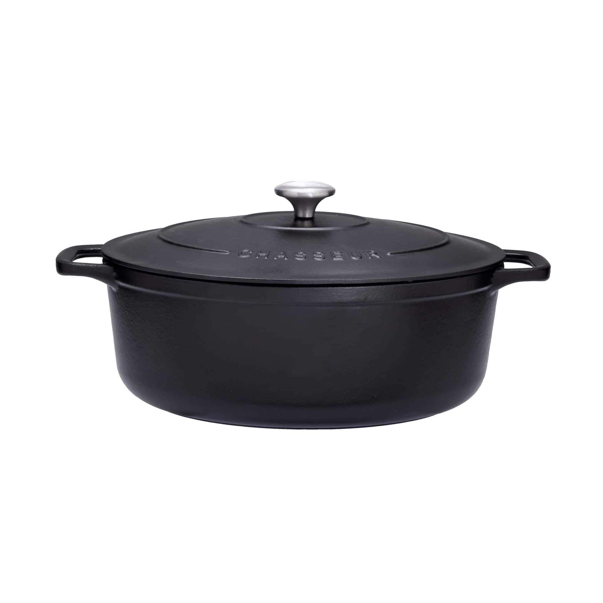 Chasseur Black Cast Iron Oval Dutch Oven, 29cm