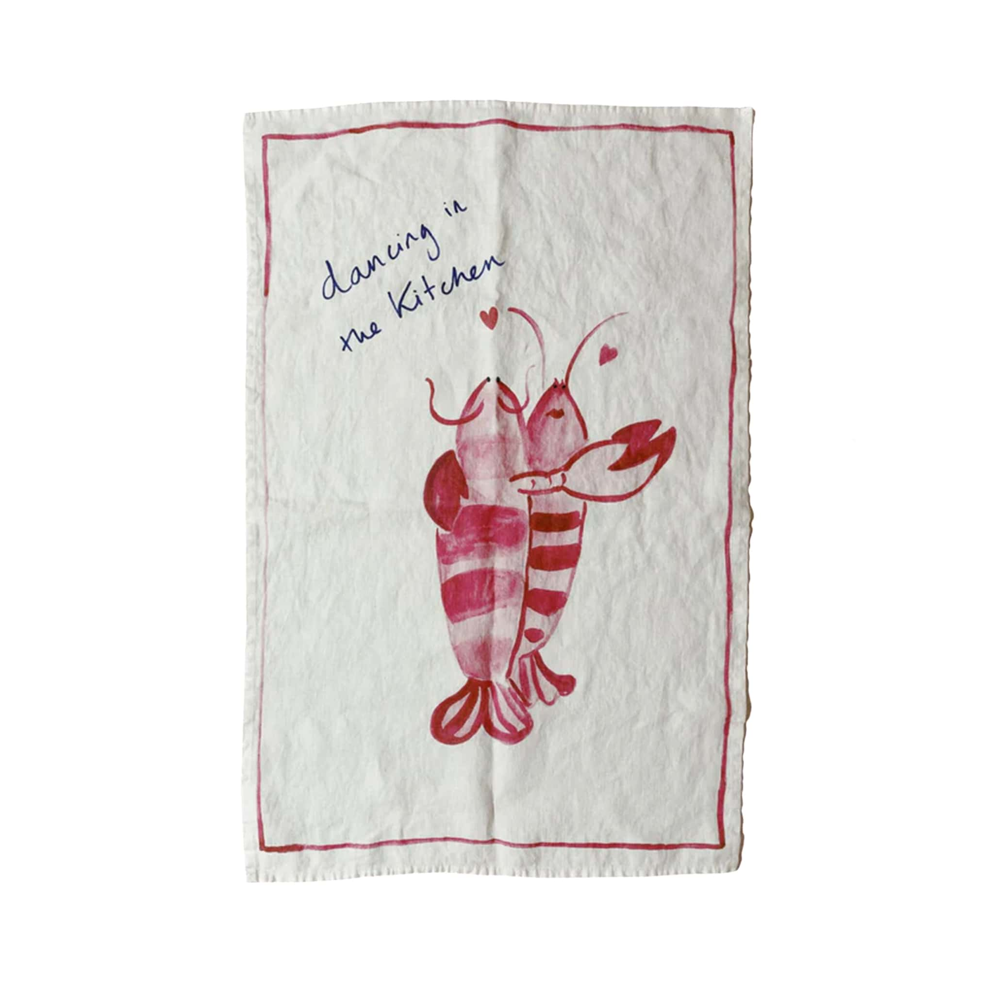 Dinette Dancing Lobsters Linen Tea Towel