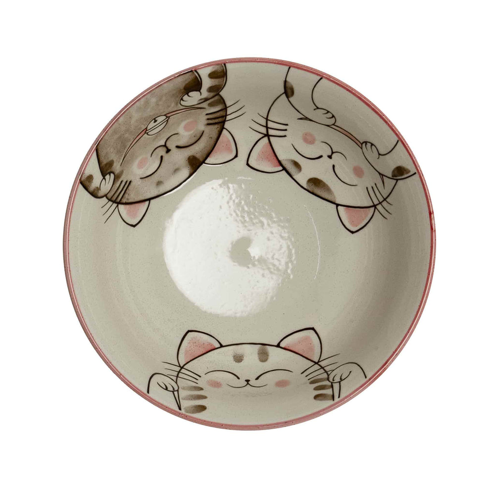 Pink Lucky Cat Japanese Ramen Bowl