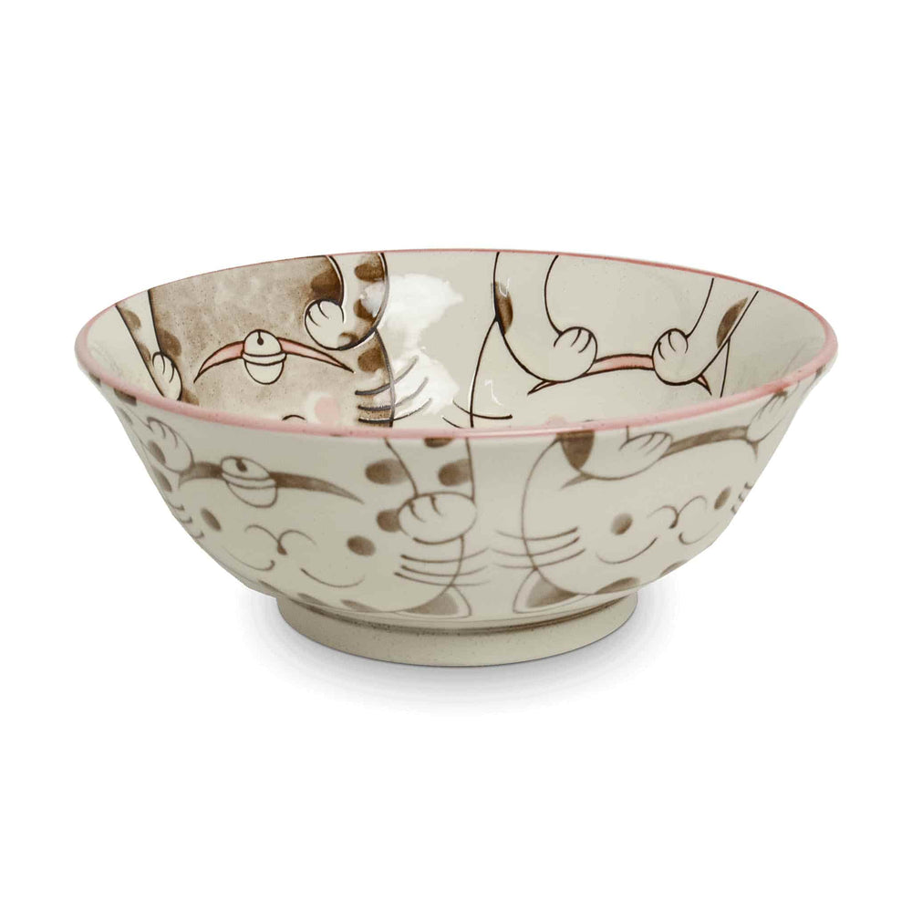 Pink Lucky Cat Japanese Ramen Bowl