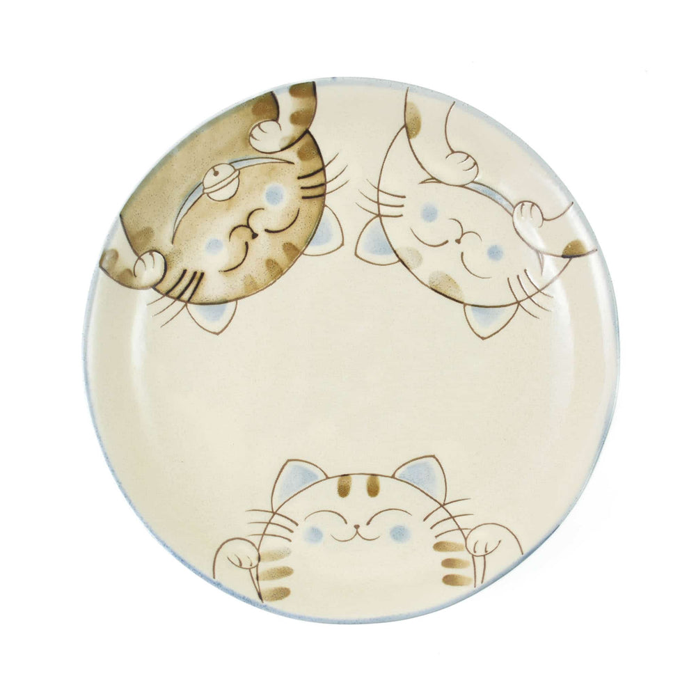 Blue Lucky Cat Japanese Side Plate, 19.5cm