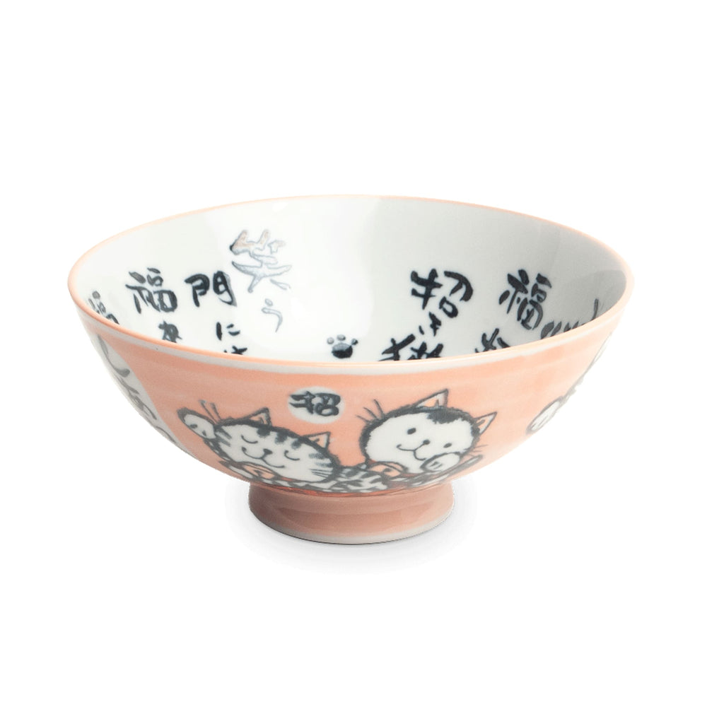 Pink Lucky Cat Bowl, 14cm