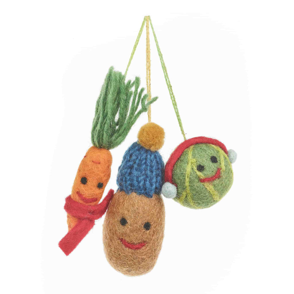 Set of 3 Winter Veggies Felt Tree Decorations