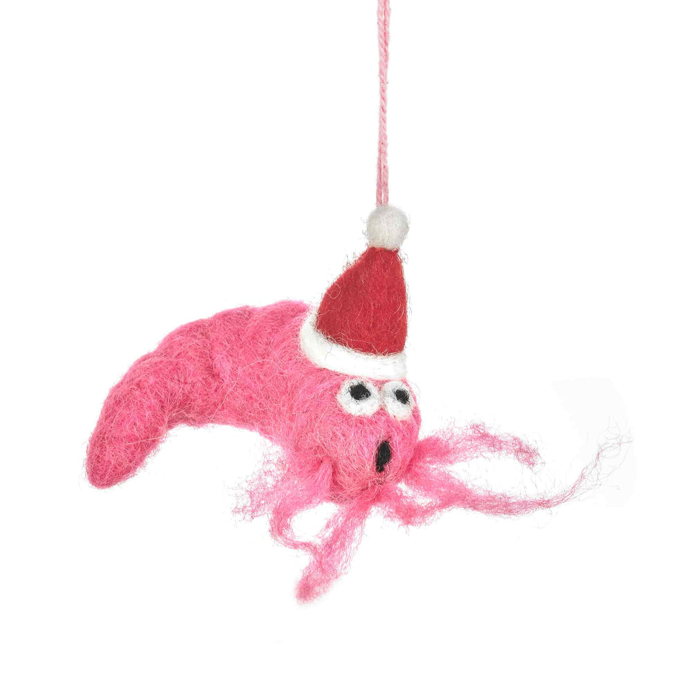 Festive Prawn Felt Tree Decoration