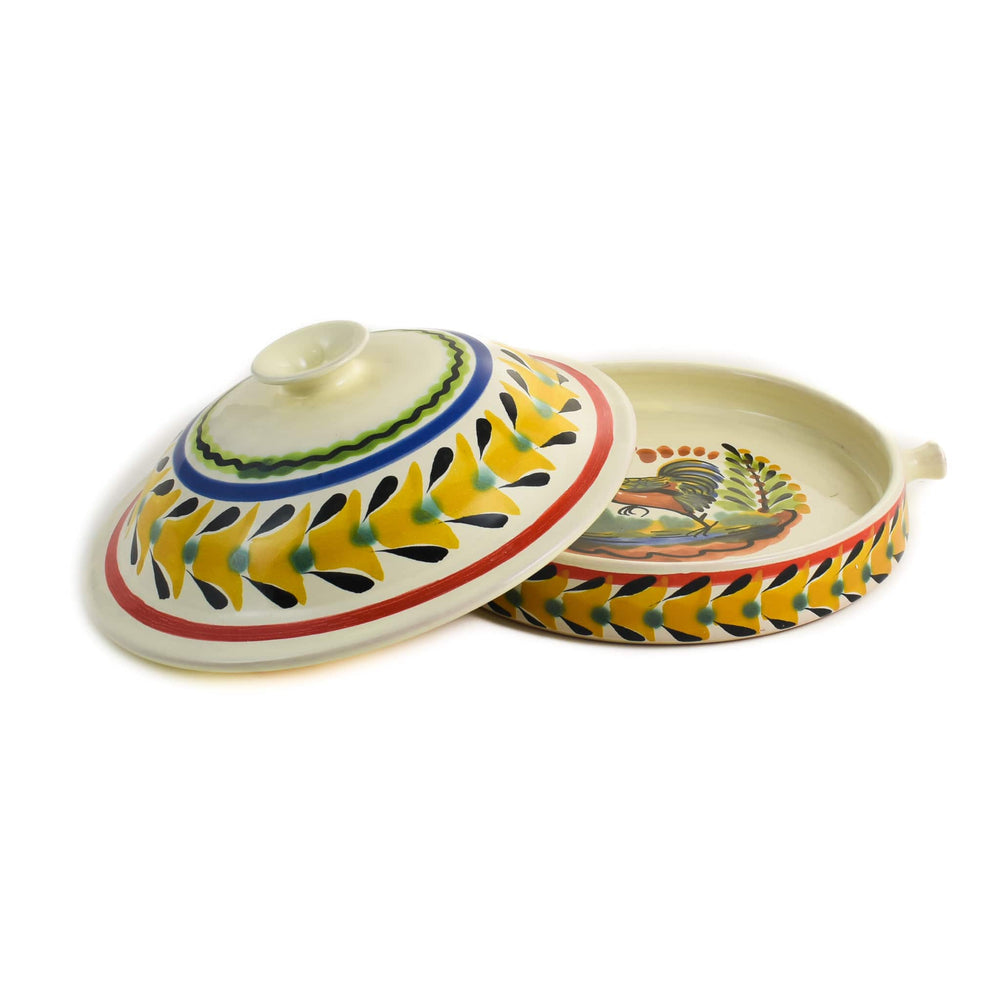 Mexican Hand Painted Rooster Tortilla Warmer, 22cm