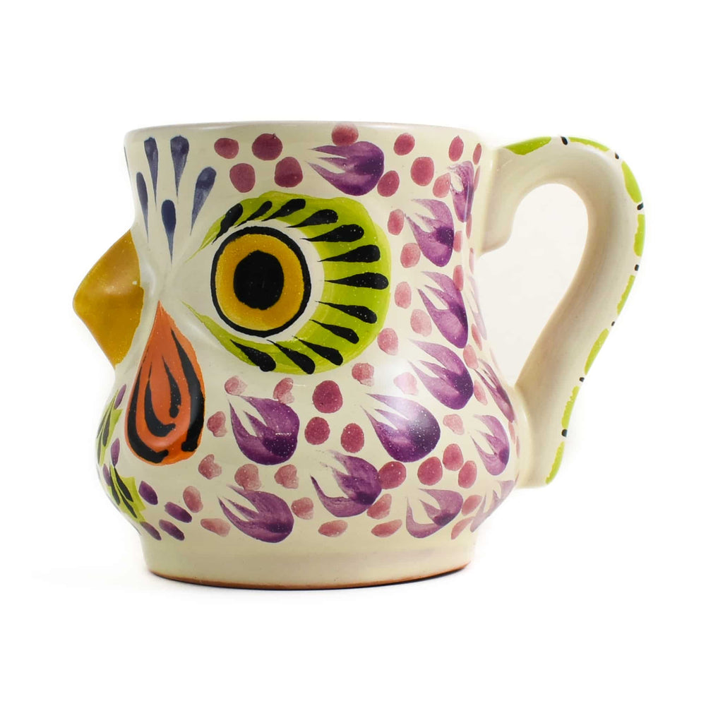 Mexican Hand Painted Rooster Mug with Green Detail