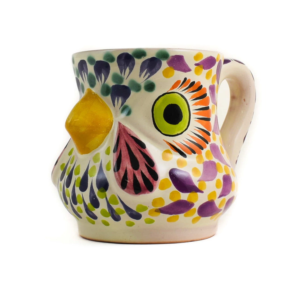 Mexican Hand Painted Rooster Mug with Orange Detail