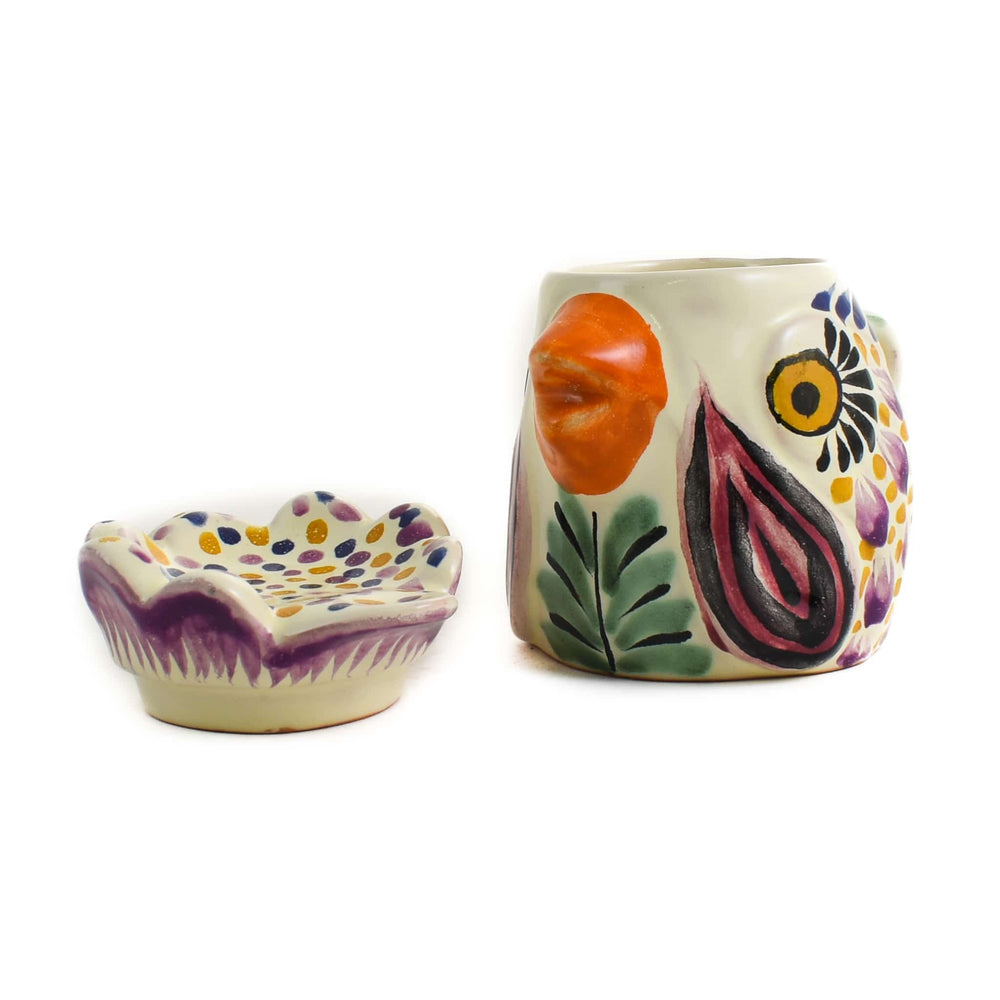 Mexican Hand Painted Rooster Sugar Bowl