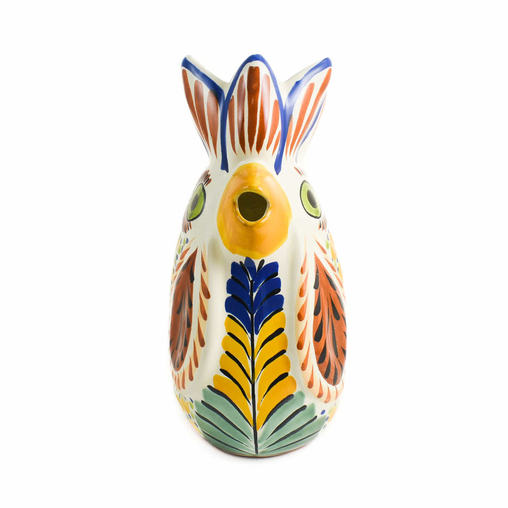 Mexican Hand Painted Yellow Rooster Pitcher