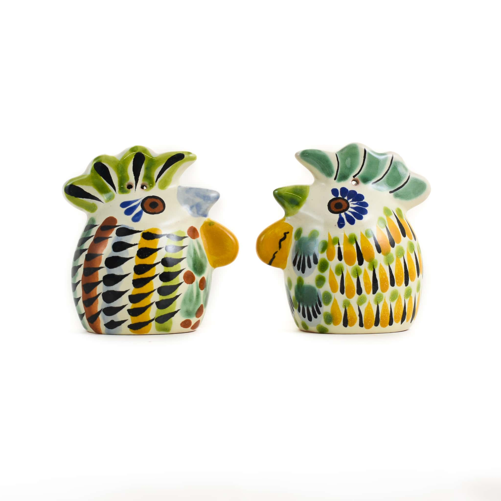 Mexican Hand Painted Rooster Salt & Pepper Shaker Set