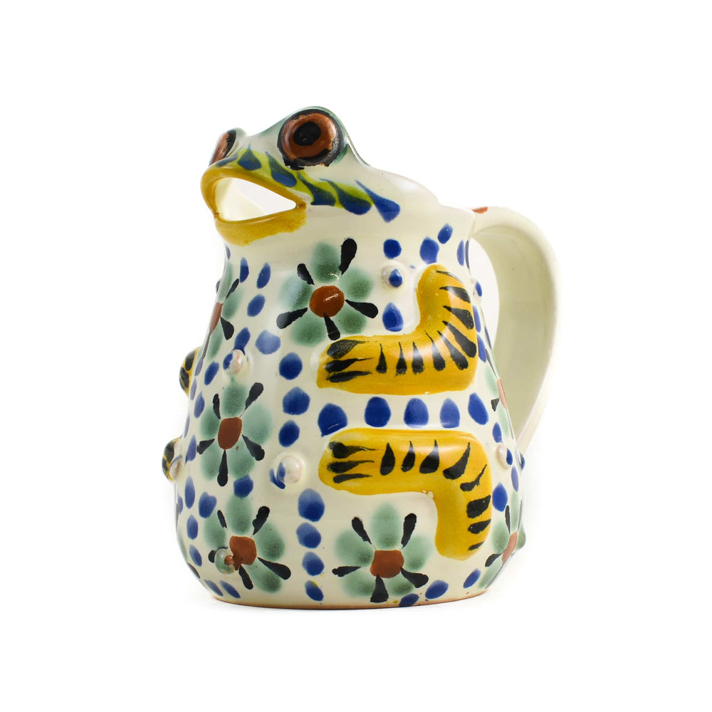 Mexican Hand Painted Floral Frog Milk Jug