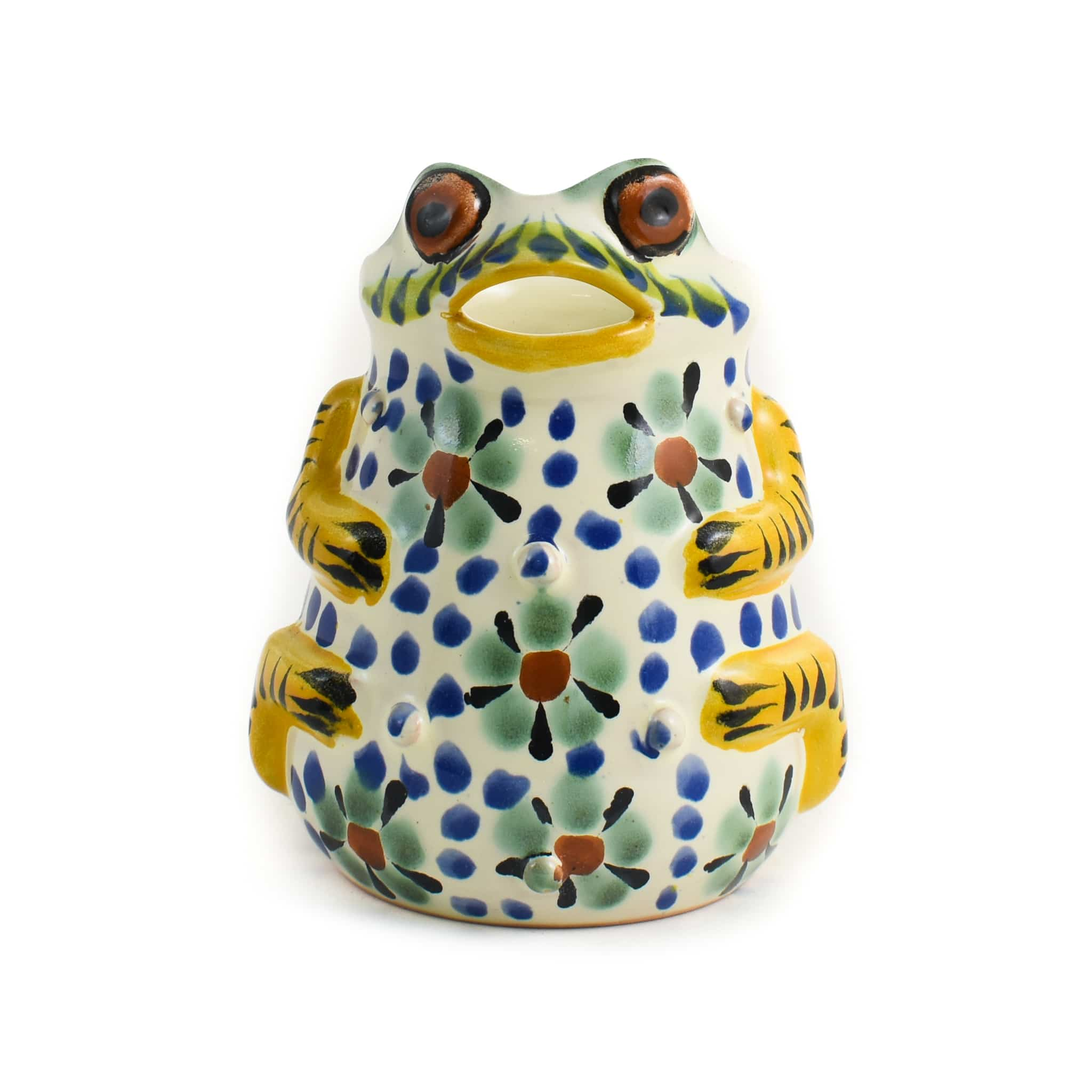 Mexican Hand Painted Floral Frog Milk Jug