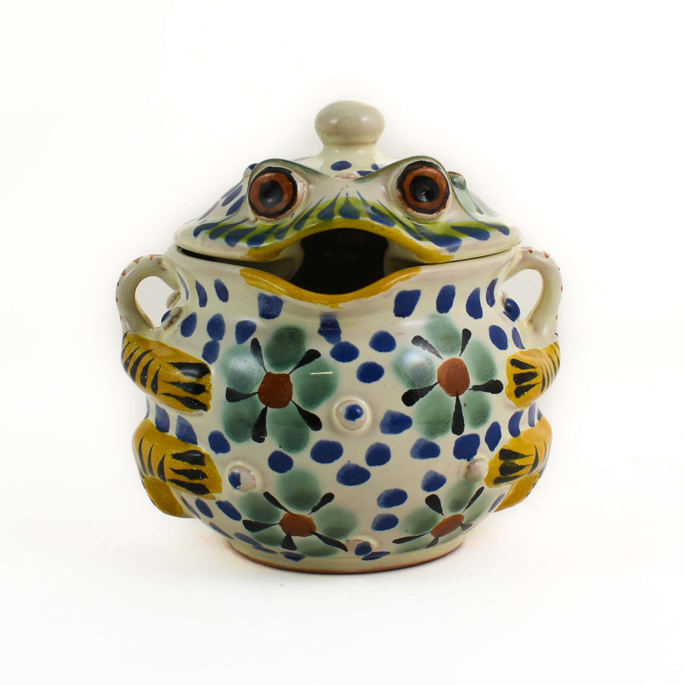 Mexican Hand Painted Floral Frog Sugar Bowl