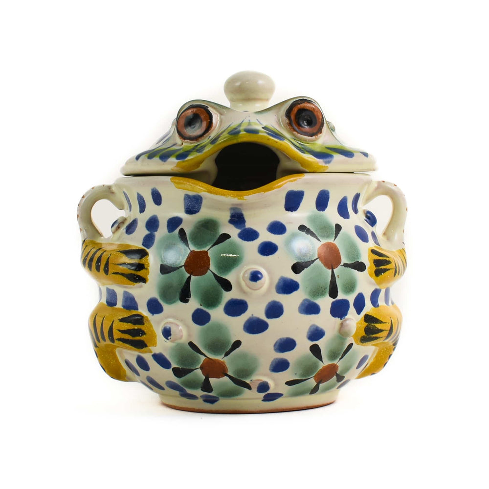 Mexican Hand Painted Floral Frog Sugar Bowl