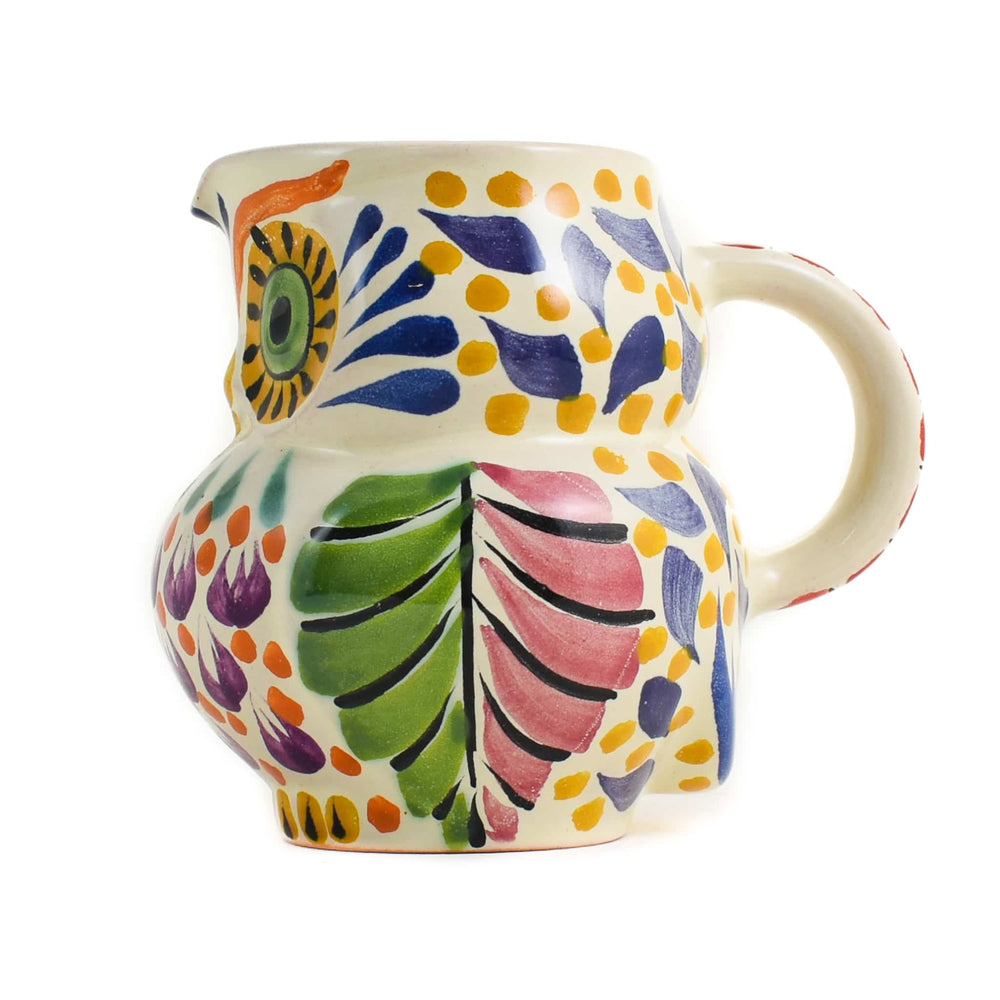 Mexican Hand Painted Orange Owl Milk Jug