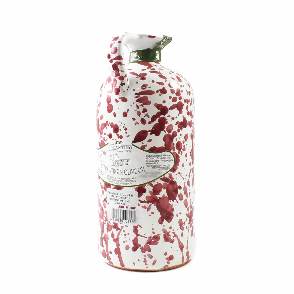 Puglian Extra Virgin Olive Oil in Burgundy Splatter Ceramic Bottle, 500ml