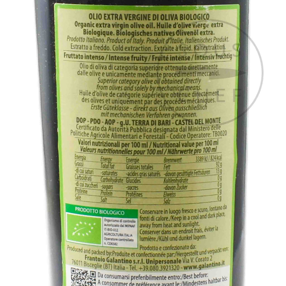 Galantino DOP Monet Organic Extra Virgin Olive Oil, 500ml