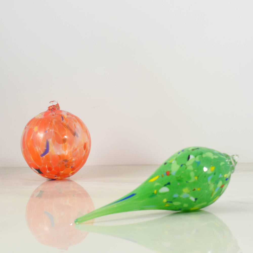 Murano Glass Decorative Teardrop Ornament, Green