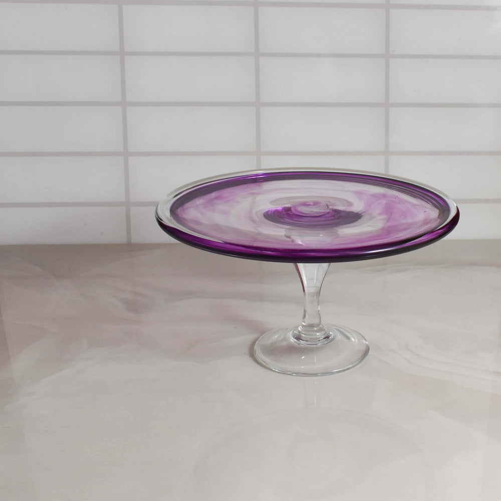 Murano Glass Amethyst Cake Stand, 25cm