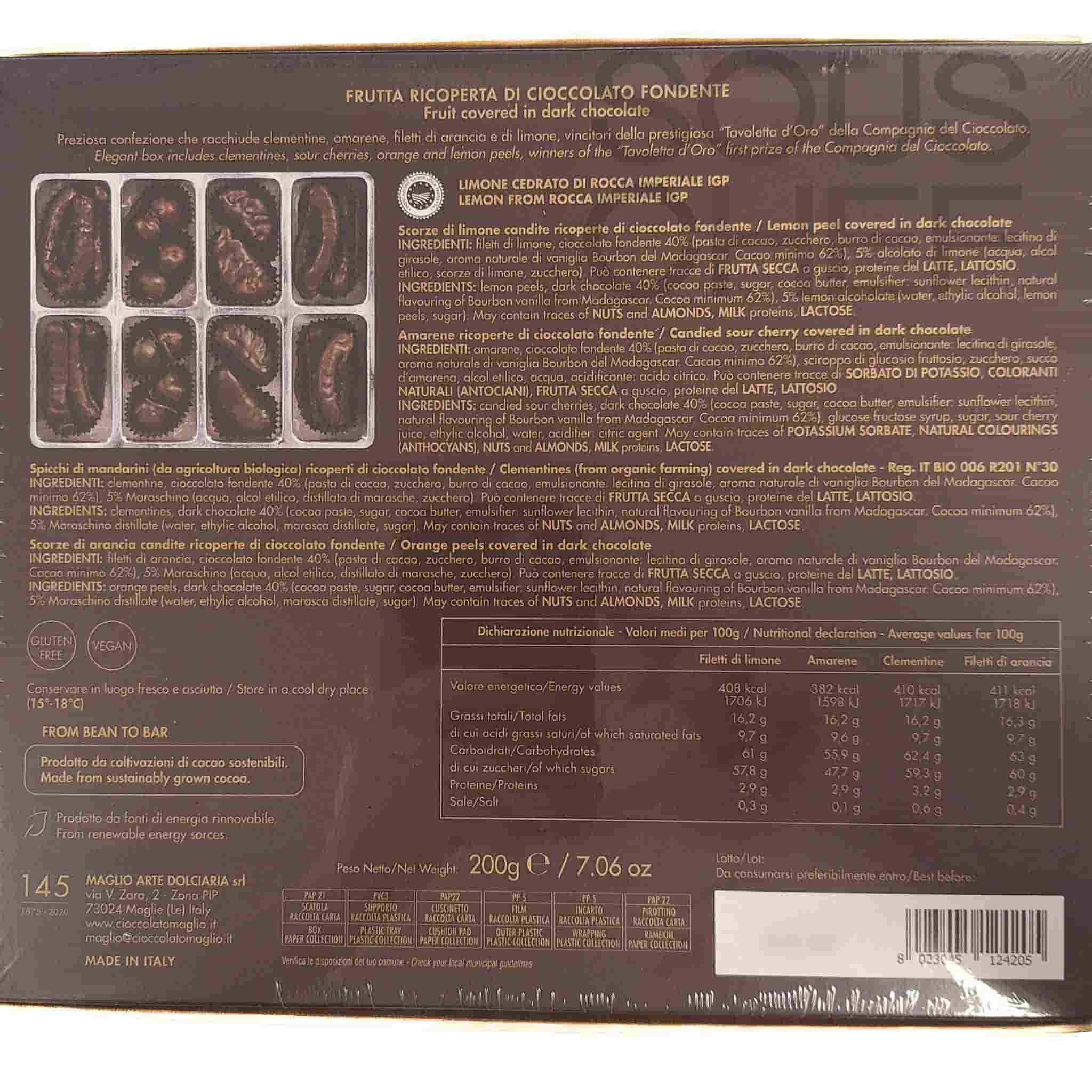 Maglio Selection of Chocolate Covered Fruits, 200g