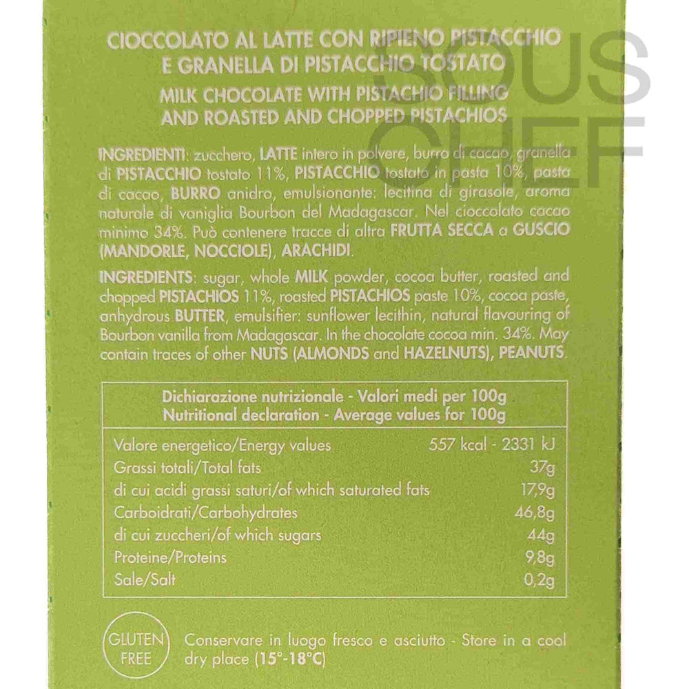 Maglio Milk Chocolate Bar with Pistachio Cream Filling, 95g